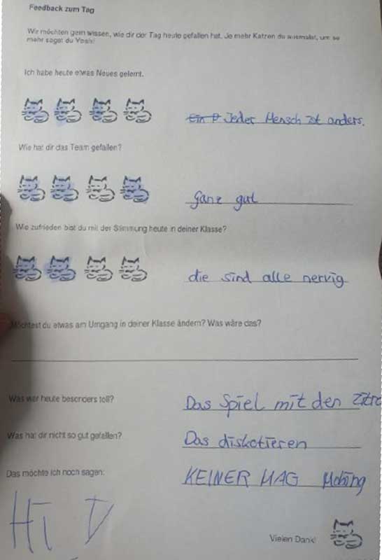 Rückmeldung: Jeder Mensch ist anders